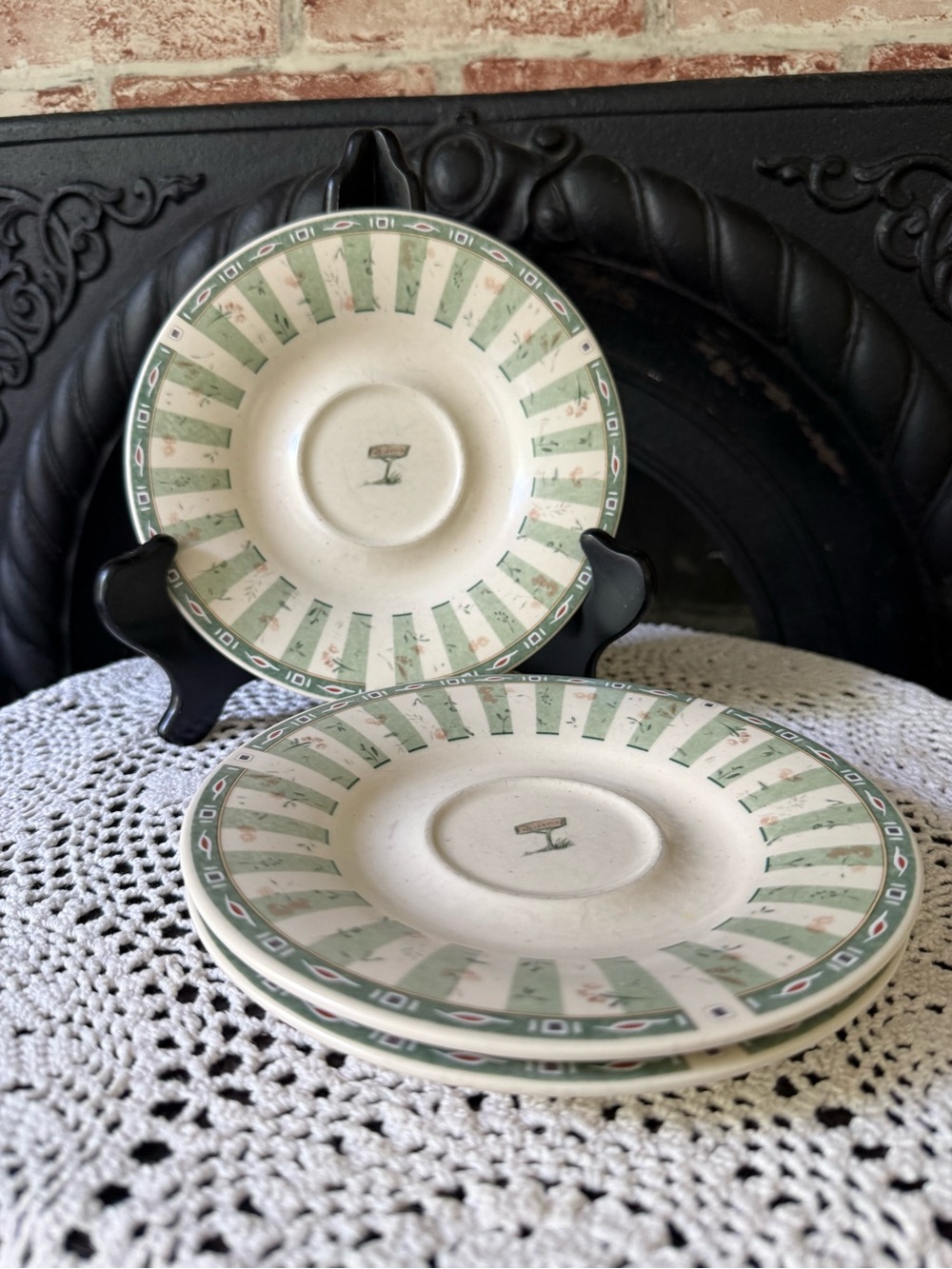 Vtg Pfaltzgraff Portfolio Naturewood Saucers Welcome Sign Set of 3